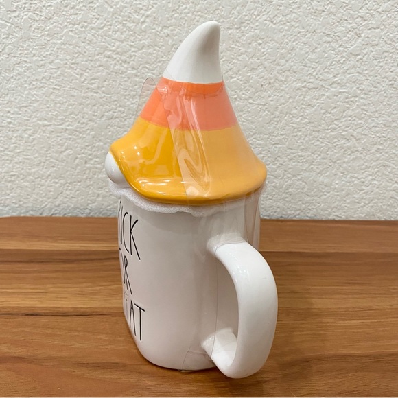 RAE DUNN Candy Corn Topper Gnome Ceramic Halloween Mug - Picture 2 of 11